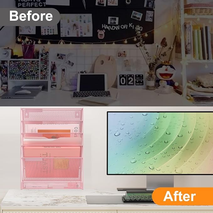 Kuntine.B Wall File Organizer Office Hanging Magazine Holder Wall File Organizer for Office Home - Image 3