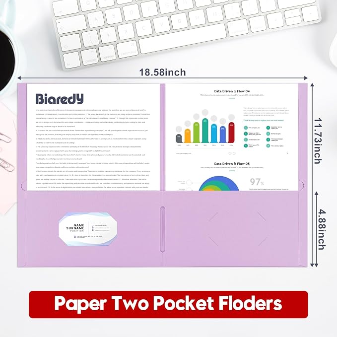 125 Pack Bulk Two Pocket Folders, Letter Size 8.5" x 11" Paper Folders with Business Card Slot, Assorted 5 Colors, Heavy Duty for Office, Law Firms, Accounting & Business Use - Image 3