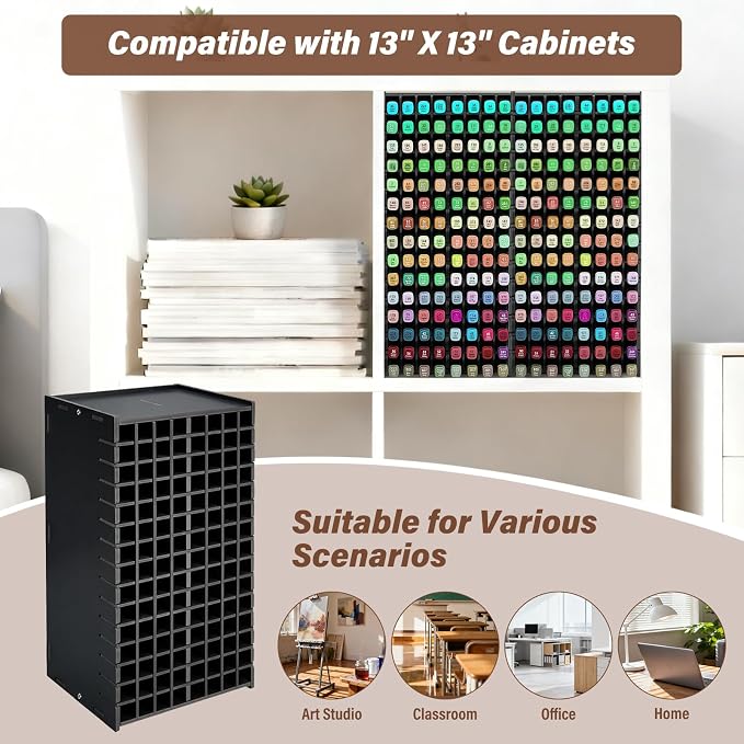 Marker Organizer,120 Slots Marker Storage with Divider,Black | Marker Holder,Adjustable Marker Rack for Pens,Colored Pencils,Art Brushes,Home Office Art Room and Classroom Desk Organizer - Image 6