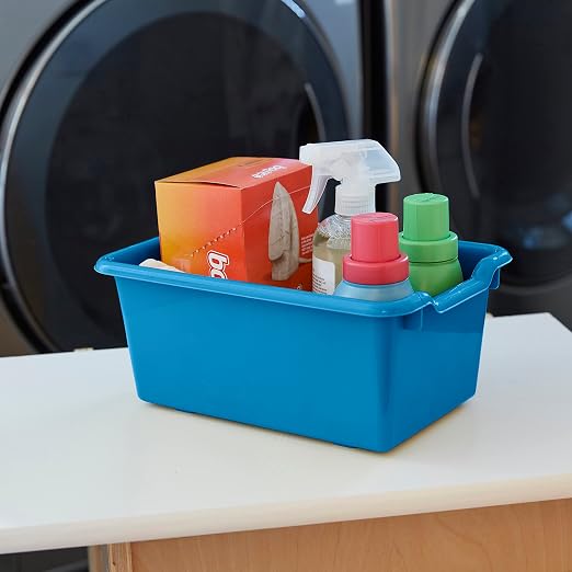 ECR4Kids Scoop Front Storage Bin, Multipurpose Organization, French Blue, 20-Piece - Image 8