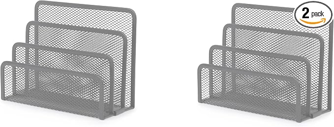 YBM HOME Desk Mail Organizer for Office, 3-Slot Mesh Letter Sorter/Holder Silver 2372-2 Pack of 2 by YBMHome