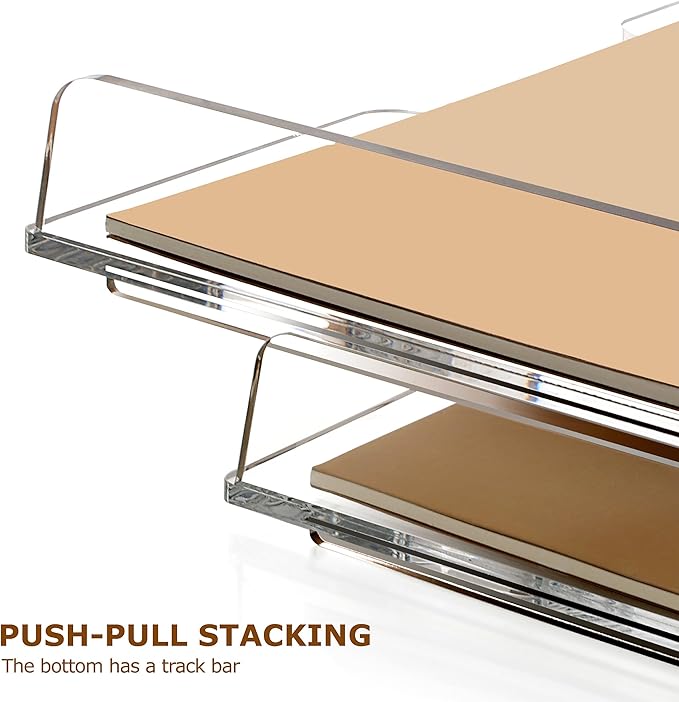 SANRUI 4 Tier Acrylic Paper Letter Tray Desk Stackable Organizer Trays，Clear Enlarged A4 Stackable File Document Tray， Workspace Office Supplies Organizers and Accessories Sorter，13.82inx9.29inx6.7in - Image 5