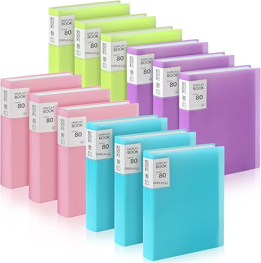 12 Pack Art Portfolios Bulk 9"x12" 40 Pockets Large Portfolio Folder Display 80 Pages - with Clear Sheet Protectors Plastic Sleeves for Artwork Document Organizer Binder Presentation Book （Colorful） by VZZNN