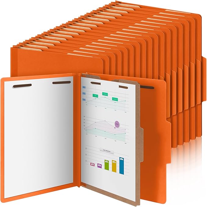 Skyygemm 36 Pcs Classification Folder Letter Size, 1 Divider,Orange | Back to School Supplies, File Organizer with Fastener, Expanding File Organizer Bulk for Office Employee, Staff, Teacher by Skyygemm