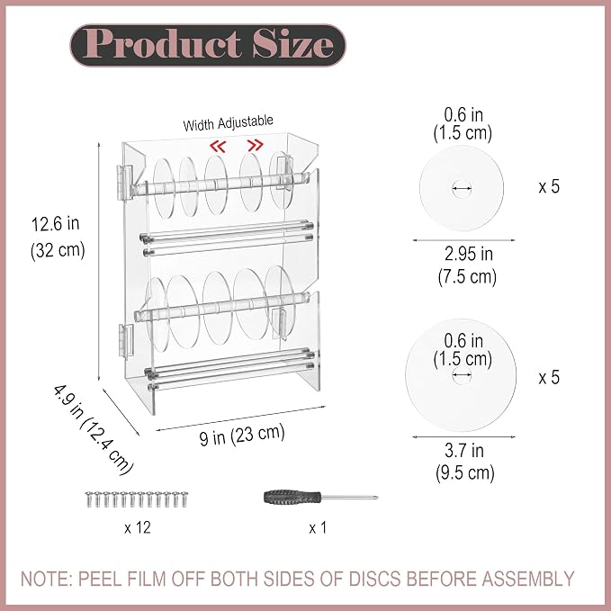 Acrylic Sticker Dispenser, Label Dispenser, Sticker Roll Holder | Double-Layer Design, 12 Roll Capacity, Adjustable Dividers, Easy Visibility, Ideal for Office, School, Craft Rooms & Home - Image 2