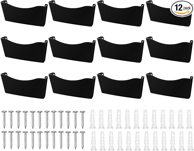Colarr 12 Pcs Expandable Pocket Wall File Set Plastic Wall Mountable Space Saving Files Office Wall Organizer Wall Mount File Holder Wall Hanging File Organizer for Mail Letter Magazine (Black) by Colarr
