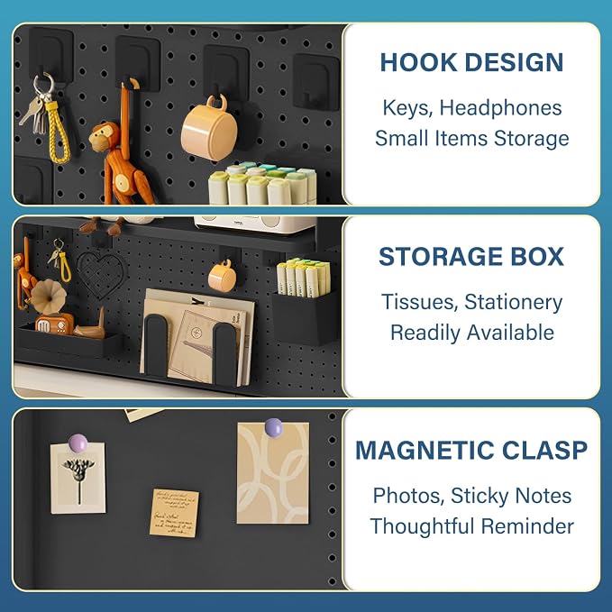 Clamp On Desk Shelf Organizer with Pegboard,Black,31.5in | Computer Desk Accessories For Gaming Desk, Clamp-On Desktop Shelving System,for Home Office Dorm Gaming Desk - Image 6
