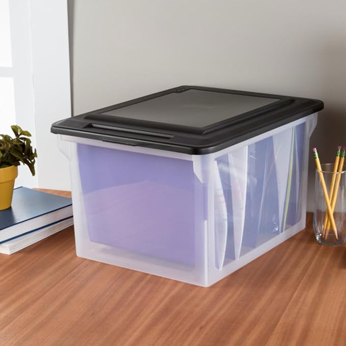 Sterilite File Box Tote with Lids for Letter and Legal Folders, 8-Pack | Stackable Plastic Document Storage and Paper Organizer for Home, Office, Desk, and Dorm Organization - Image 7