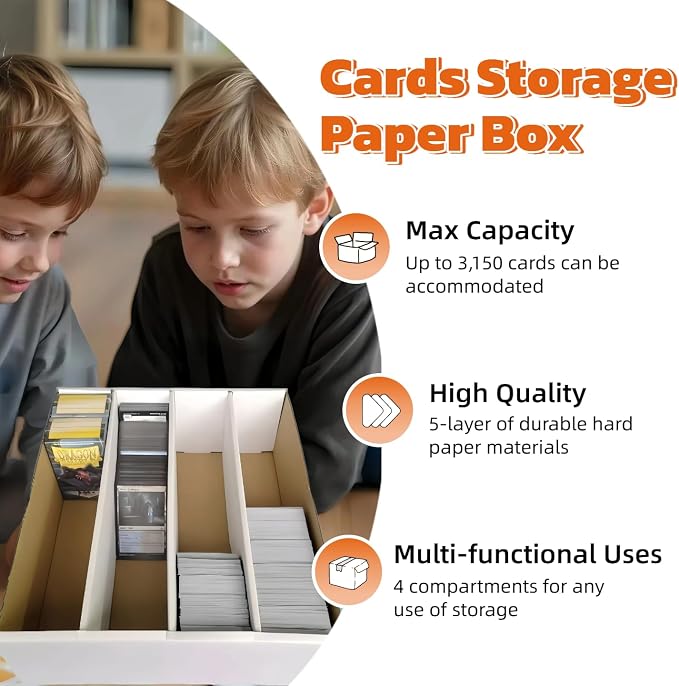 8 Set Sports Card Storage Boxes 3150 Count Bulk Card Trading Cards Collection Box Cardboard Card Storage Box for Card Game Baseball Card Sorting Tray Cases Cards with 10 Dividers Collector Cards Boxes - Image 3