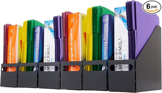 IRIS USA 6-Pack Magazine Holder Organizer, Black | Keep magazines, documents, and reading materials organized with compact desktop storage for home offices and everyday spaces by IRISUSA