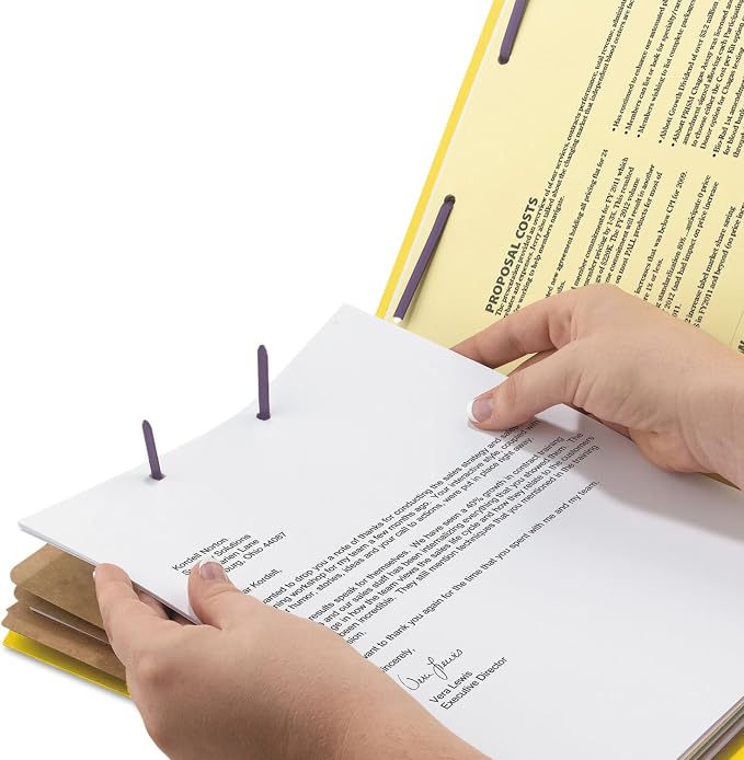 Smead Pressboard Classification File Folder with SafeSHIELD® Fasteners, 3 Dividers, 3" Expansion, Letter Size, Yellow, 10 per Box (14098) (Pack of 1) - Image 5