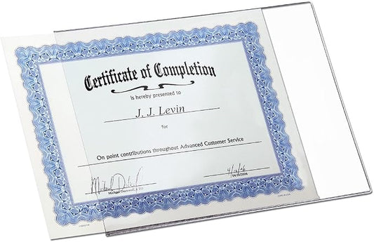 Set of 50 DocU-Sleeves 8.5x11 ++Plus++ Hook and Loop & Omni-Stick backings | Perfect Clear Plastic Document Protector & Certificate Frame - Not Too Flimsy & Not Too Rigid by TrainersWarehouse