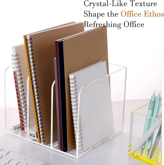 Magazine Holder, Clear Acrylic Magazine Rack, File Organizer for Office Desk, Book Organizer,-One-Piece-3 Vertical spaces,1 pack (B5)…… - Image 3