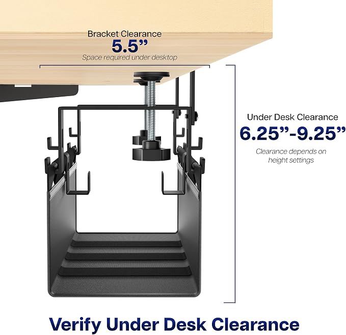 VIVO Clamp-on Under Desk 16 inch Fabric Cable Management Tray, Wire Concealer, Power Strip Storage, Workspace Organization, Easy Fold Down Access, Black, DESK-AC16F-C - Image 6