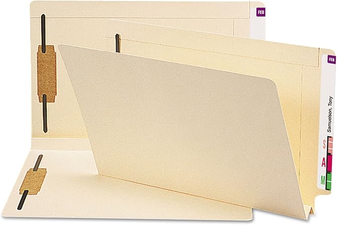 Smead Extra Capacity End Tab Fastener File Folder, Shelf-Master® Reinforced Straight-Cut Tab, 2 Fasteners, 1-1/2" Expansion, Legal Size, Manila, 50 per Box (37276) by SMEAD