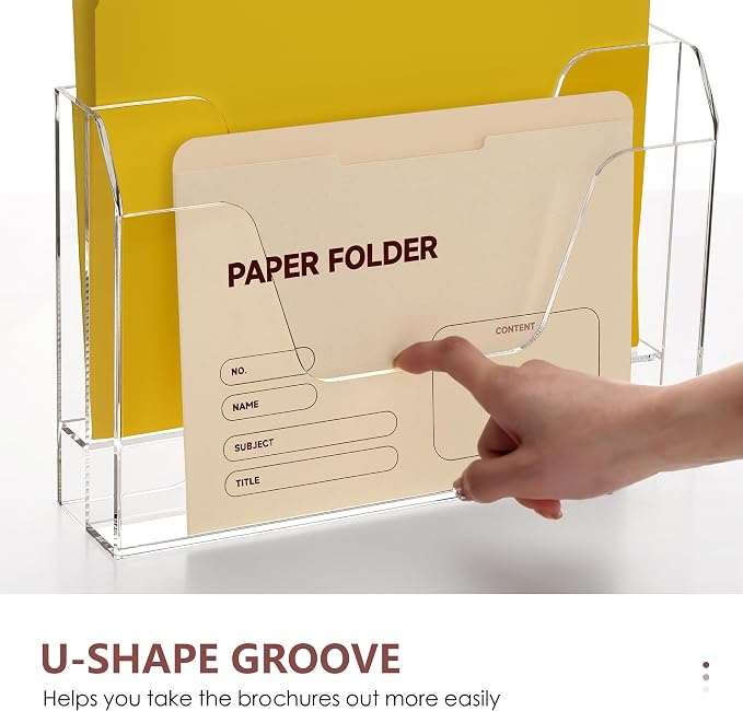 Acrylic Hanging Wall File Organizer, 2-Tier Mail Organizer Wall Mounted Magazine Wall File Holder, Paper Folder Organizer for Office, Desk, School - Image 5