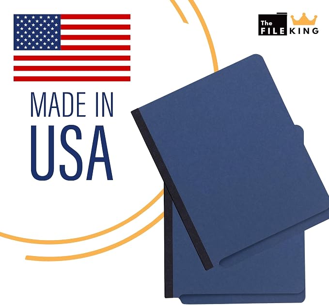 The File King Two Divider Pressboard Classification Blue File Folder - Letter Size | Box of 10 | End Tab | 2” Expansion | Six 2-Inch Fastener Prongs | Made in America - Image 5