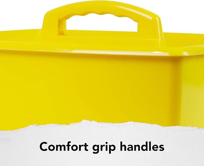 Storex 2-Compartment Large Craft Caddy – Multipurpose Classroom Organizer with Handle, Yellow, 1-Pack (00957C06C) - Image 4