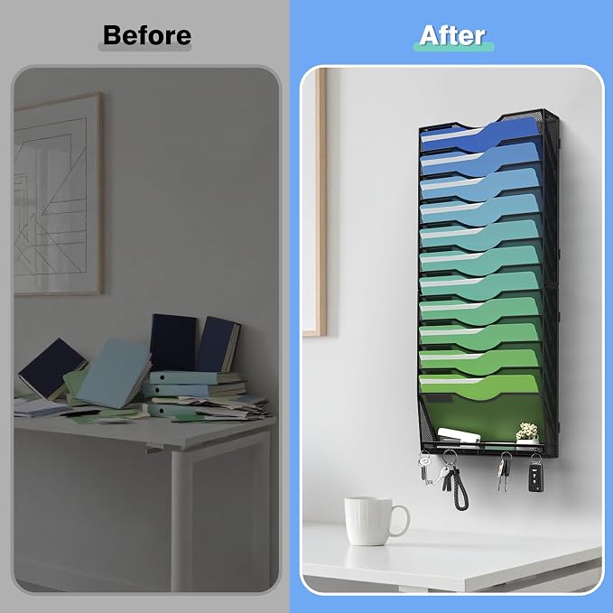 Kuntine.B Wall File Organizer Office Hanging Magazine Holder Wall File Organizer for Office Home - Image 5