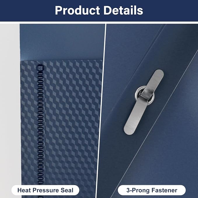 12-Pack Plastic Folders with Pockets and Prongs,2-Pocket Folders with 3 Fasteners, Poly Folders Holds 8-1/2" x 11" Paper for School/Office/Home, Blue - Image 4