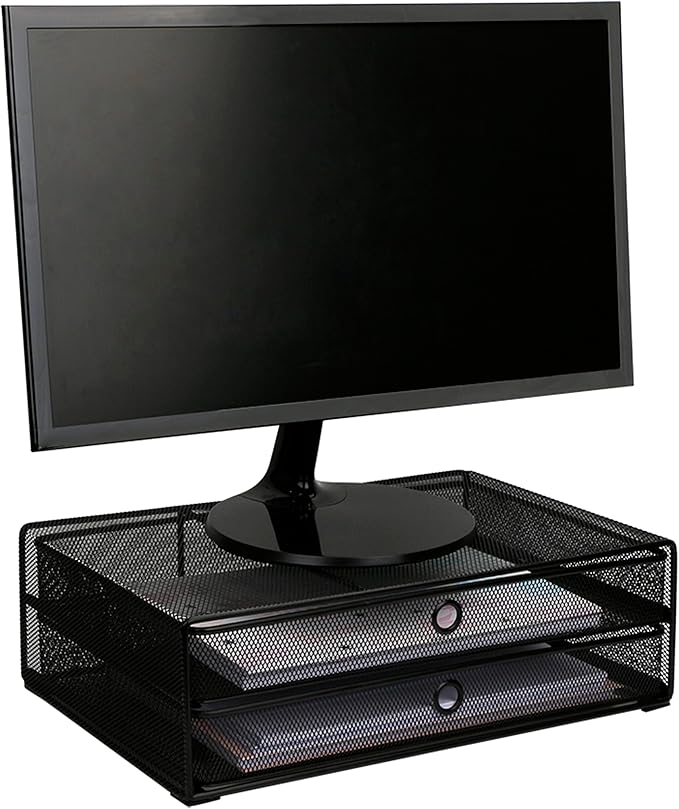 Exerz Monitor Display Stand with Drawers - Desk Organizer with Computer Monitor Stand Riser - Max 15kgs - Image 6