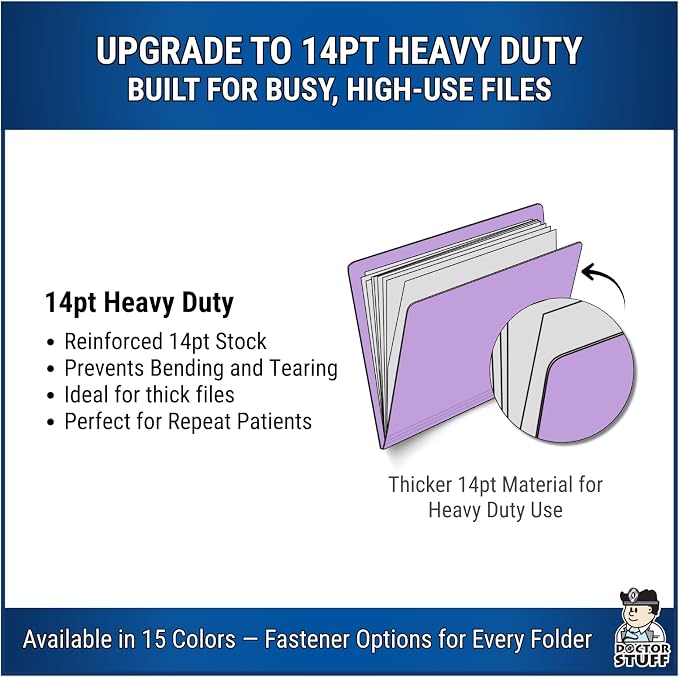 Lavender File Folders, Doctor Stuff, Letter Size Reinforced End Tab Folder with 2" Bonded Fastener on Inside Back, 14 pt Stock, Box of 50 - Image 4