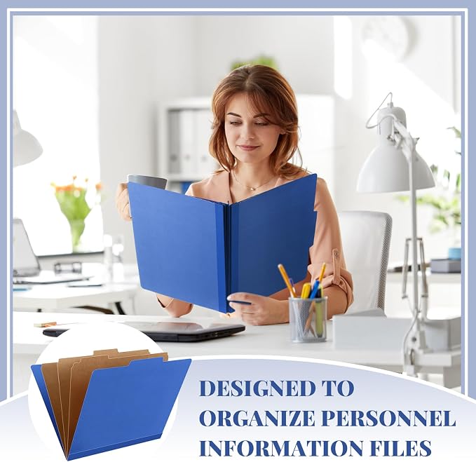 Skyygemm 48 Pcs Classification Folder Letter Size, 3 Divider File,Dark Blue | Back to School Supplies, Pressboard File with Fastener, Expanding Organizer Bulk for School Teacher, Office Employee, Staff - Image 6