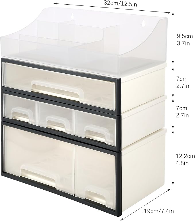 Makeup Organizer, Cosmetic & Medicine Storage Box, 4-Piece 6-Drawer & 5-Slot Transparent Desktop Stationery & Kitchen Spices Organizer - Image 3