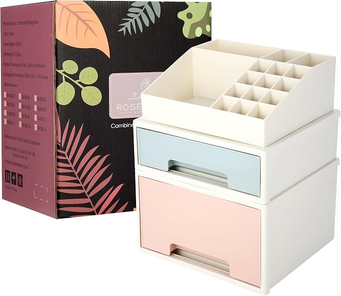 Desktop Organizer, Stationery Organizer Box, Pen/Pencil, Remote Control, Office Supplies, Business Card Holder, Free Combination, [TBF-05] w/ 2 Drawers + 16 Slots - Image 6