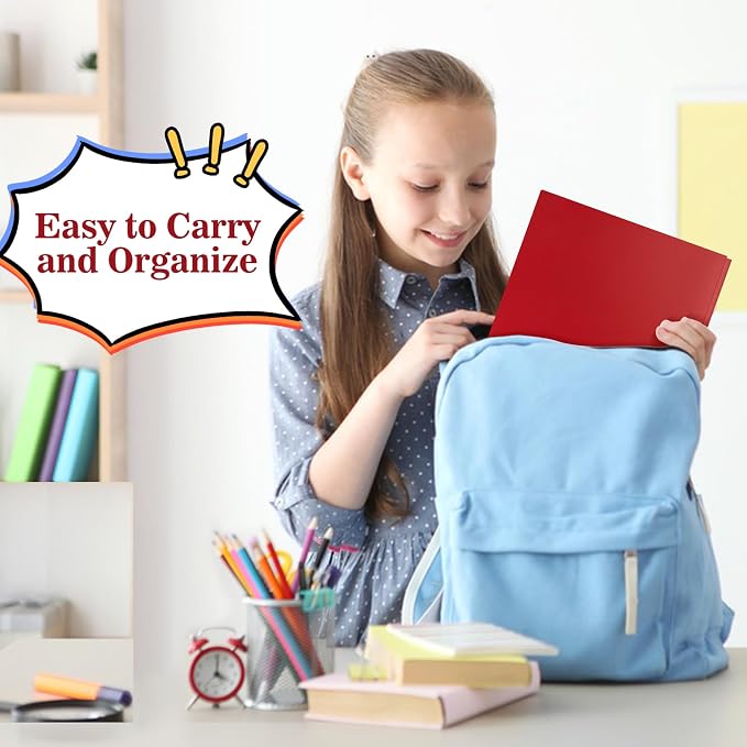 Plastic Folders with Pockets and Prongs,2-Pocket Folders with 3 Fasteners, Holds 8-1/2" x 11" Paper, Pastel Color (Bright Red, 60-Pack) - Image 4