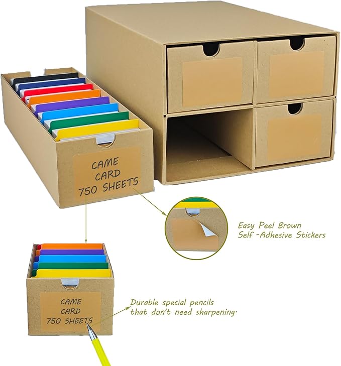 6 Sets Trading Card Storage Boxes, Includes 24-750 CT Boxes & 96 Dividers, 18000+ Trading Cards Organizer for Collectible Card Games, Sports Cards, TCG, with Labels & Pen - Image 6