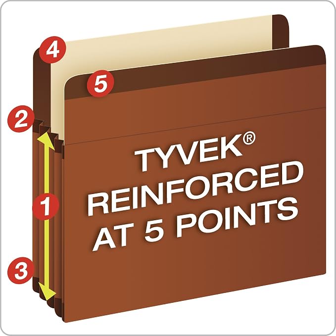 Pendaflex Premium Reinforced Recycled File Pockets 5 Pack (85565)- Legal size with 5 1/4" expansion - Image 3