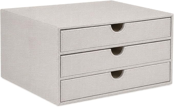 UnionBasic Document Organizer, 3-Drawer File Cabinet Document Storage Box, Office Desktop Filing Organizer, Beige by UnionBasic