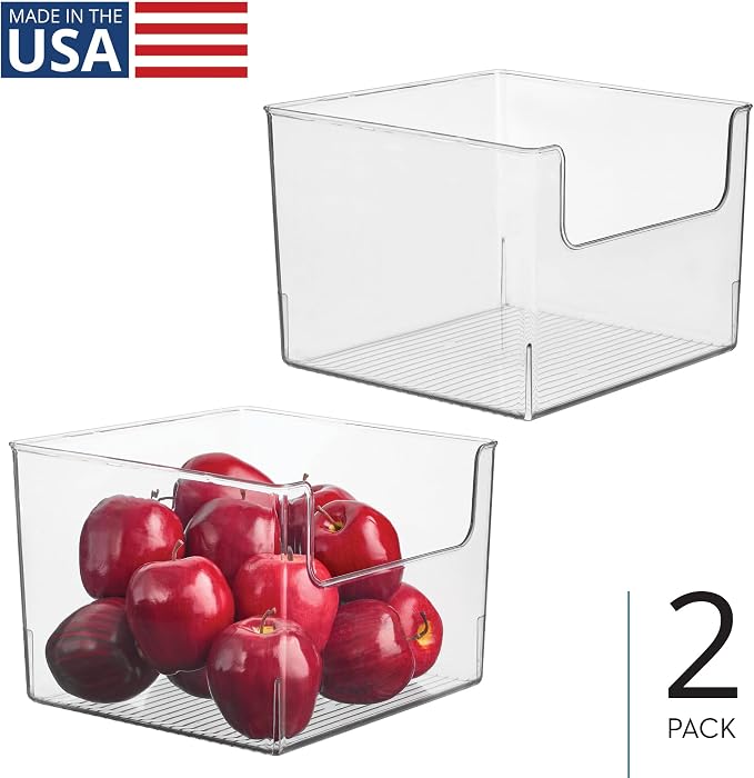 iDesign Open-Front Storage Bin, Clear, Set of 2 | For Kitchen, Pantry, Bathroom, Office, Made in USA - Image 2