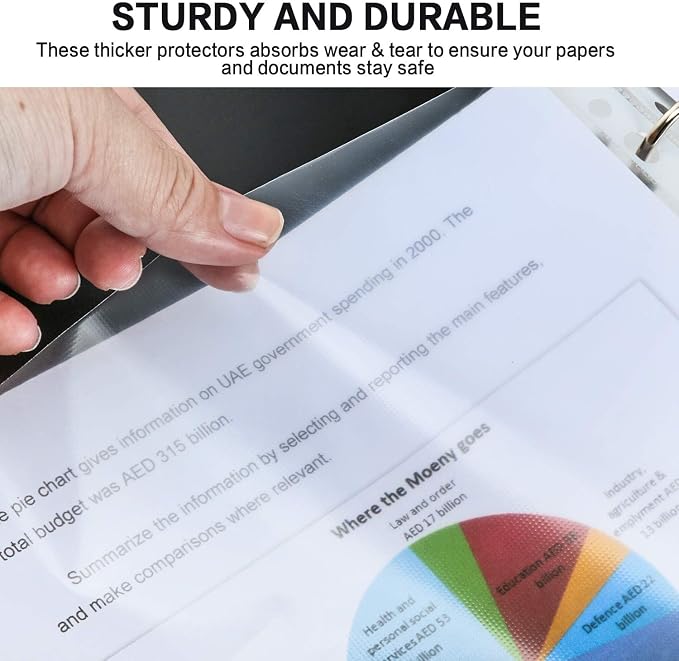 Sheet Protectors, PANDRI 700 Pack Clear Heavy Duty Plastic Page Protectors Sheet Reinforced 11-Hole Fit for 3 Ring Binder Fits Standard 8.5 x 11 Paper, 9.25 x 11.25 Top Loaded, Excluding Acid - Image 7
