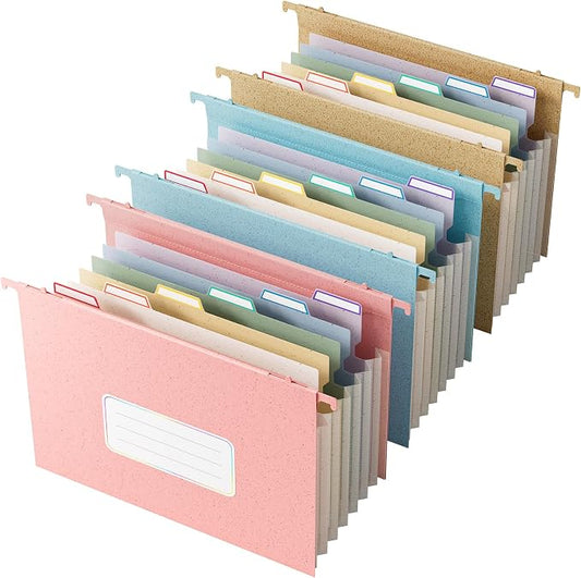 EcoStash Wheat Straw Expanding Hanging File Folders, 3 Color File Organizer | 1.2" Accordion Pockets, Large Capacity, Letter Size for Filing Cabinet, 100% BPA Free, Return to Nature, Healthy Living by EcoStash