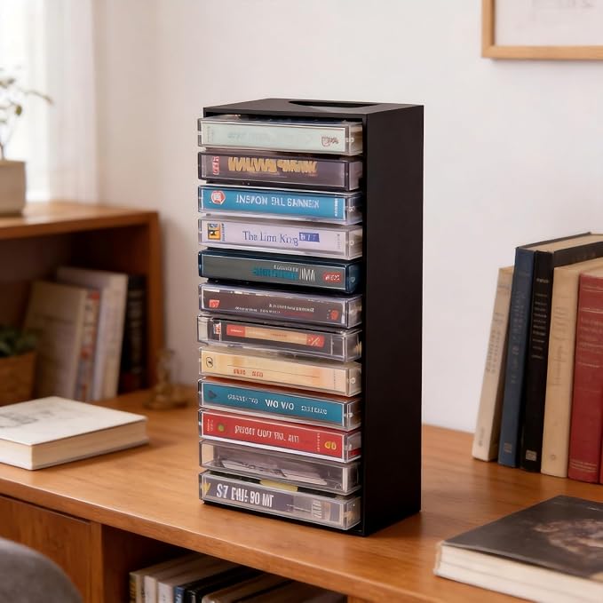 Cassette Tape Storage Organizer Holder - Large Capacity Organizer for Music Enthusiasts, Durable Plastic Design for Home, Space-Saving Solution for Cassette Collections - Image 2