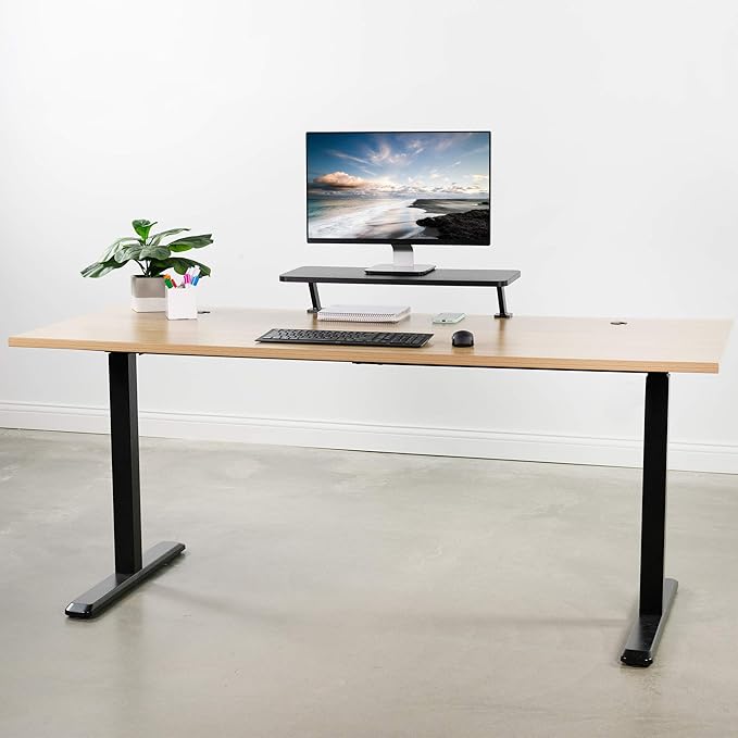 VIVO Black Clamp-on Small 26 inch Ergonomic Desk Shelf, Single Computer Monitor Stand Riser - Desk Organizer Holds 1 Screen or Laptop STAND-SHELF24B - Image 5