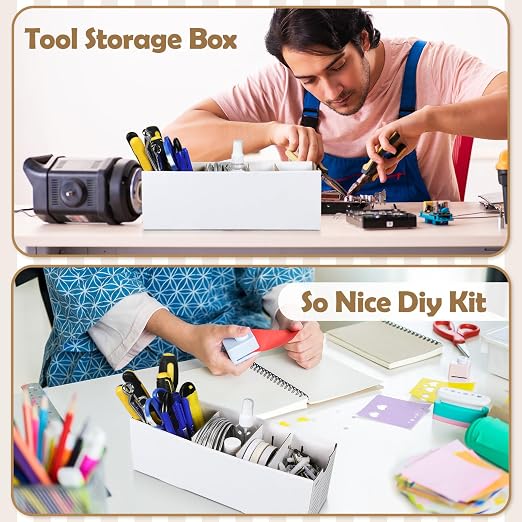 Teenyyou 30 Sets Cardboard Parts Bins Boxes Kraft Cardboard Storage Bins with Dividers for Parts Shelves Stem Project Online Store Inventory Organized(White,12 x 4 x 4 Inches) - Image 6