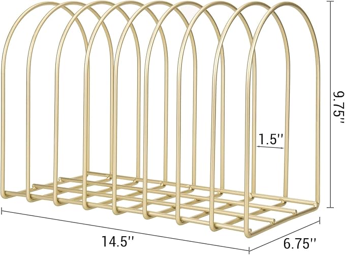 MyGift Brass Metal Wire File Desk Organizer Binder Holder with 8 Wide Slots | Vintage Arch Design Document Sorter Paperwork Files Workspace Organization Desktop Storage Solution Office School Business - Image 6