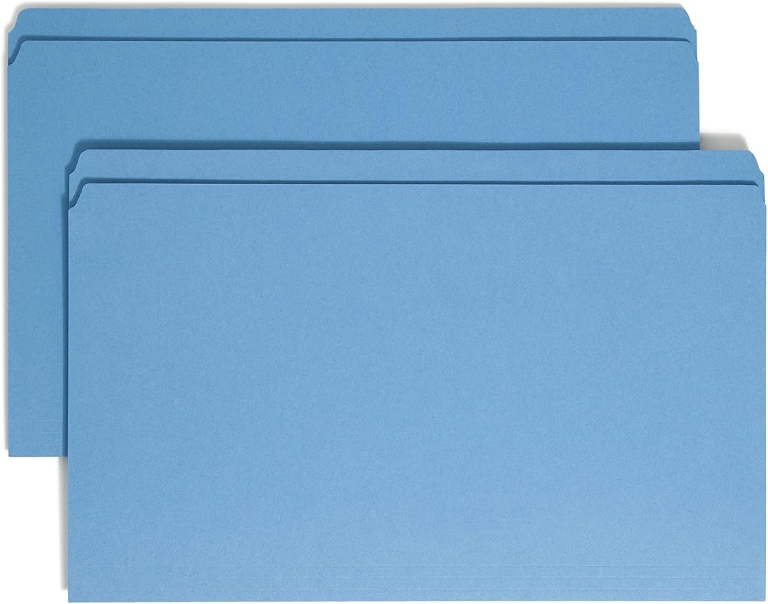 Smead File Folder, Reinforced Straight-Cut Tab, Legal Size, Blue, 100 per Box (17010) by SMEAD