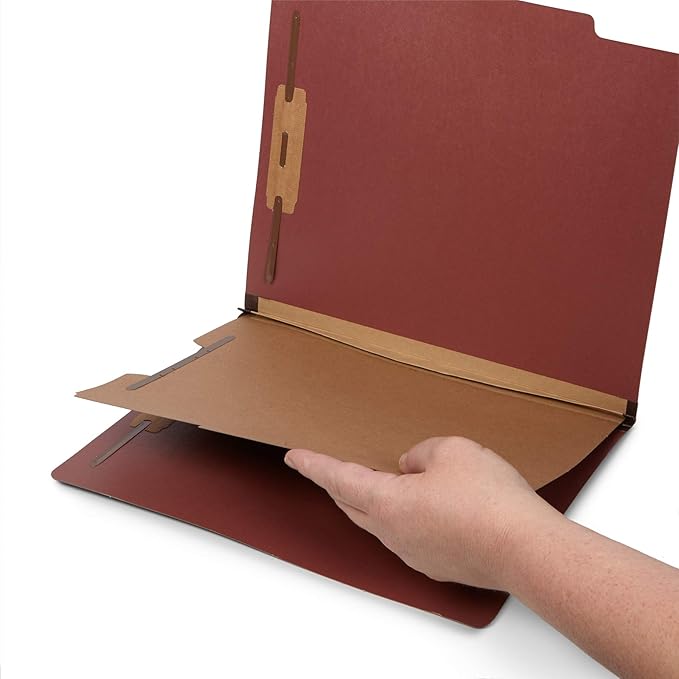 Blue Summit Supplies 30 Brick Red Classification Folders, 1 Divider, Letter | Heavy duty 25pt pressboard, 1 divider, 4 partitions, 2 in expansion, 2 prong, medical, law and office files - Image 4