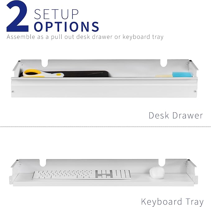 VIVO Large 33 inch Under Desk Slide Out Storage Drawer Organizer, White, DESK-DR33-W - Image 6