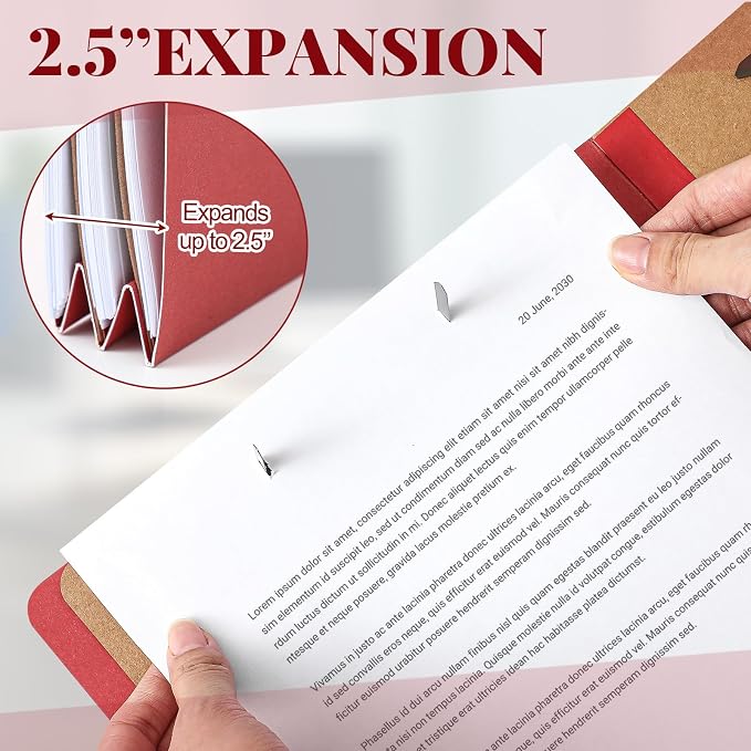 AmazingSpark 12 Pcs Legal Size Classification Folders Bulk 2 Divider Pressboard File Folder with Expansion 2 Prongs Fastener Heavy Duty Office File Organizer for School Hospitals Home(Dark Red) - Image 4