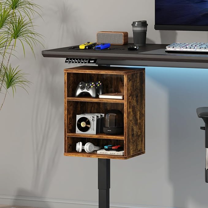 IBUYKE Under Desk Storage Cabinet Clamp on Desk Legs Shelf UTMZ012H | Adjustable Shelf, for Standing Desks Shelf, for Office,Elevating Your Workspace - Image 7