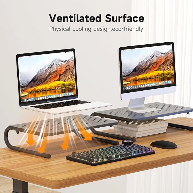 suptek Monitor Stand Riser for Computer,Laptop,Printer, Notebook and All Flat Screen Display with Vented Metal Platform and 4 Inches Height Underneath Storage (MST004-2) - Image 4