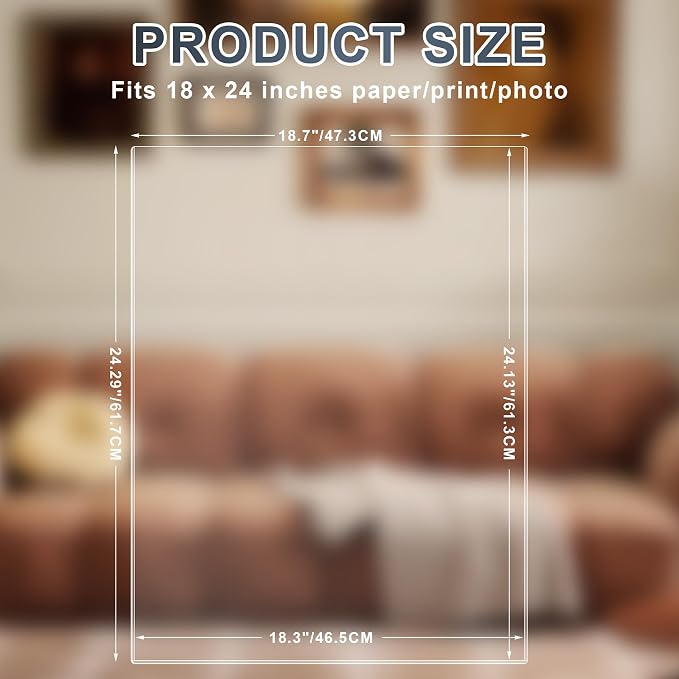 AKONEGE 2 Pcs 18" x 24" Rigid Print Protectors Clear Hard Sheet Protectors Heavy Duty Top Loading Crystal Poster Sleeves Picture Frame Hard Plastic Sleeves for Art Prints Photos Documents Blueprint - Image 2