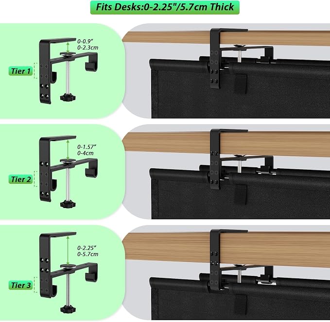 KEEGH Under Desk Cable Management Tray 36", No Drill Cord Organizer, Black | Heavy Duty, Large Capacity, 3-Level Clamp Fit 0"-2.5" Desks, Clamp/Screw Mount, for Home, Office, Gaming, Room, Studio - Image 3