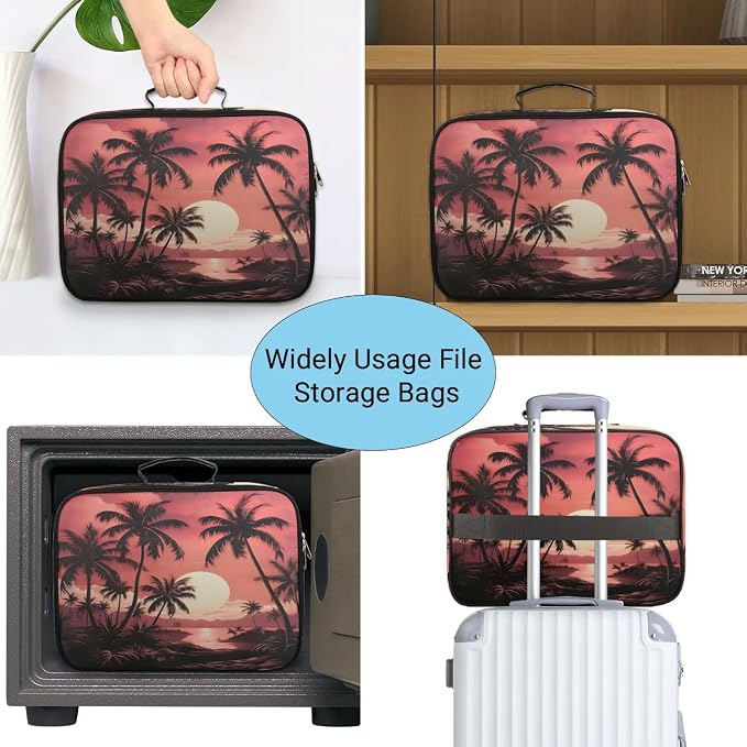 File Organizer Coconut Trees Seaside Document Organizer with Handle Portable File Organizer Bag Home Travel Storage Bags for Files Laptop Certificates - Image 7