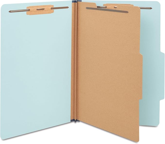Staples Pressboard Classification Folders, Legal Size, 1‑Divider, 1.75" Expansion, Light Blue, Durable Construction – 40/Carton by Staples